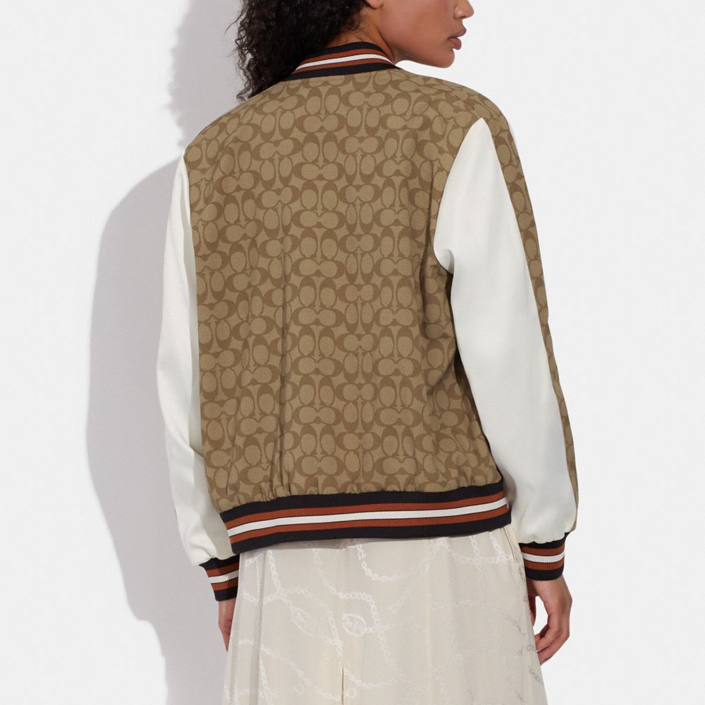 Coach Outlet Signature Jacquard Bomber in Natural