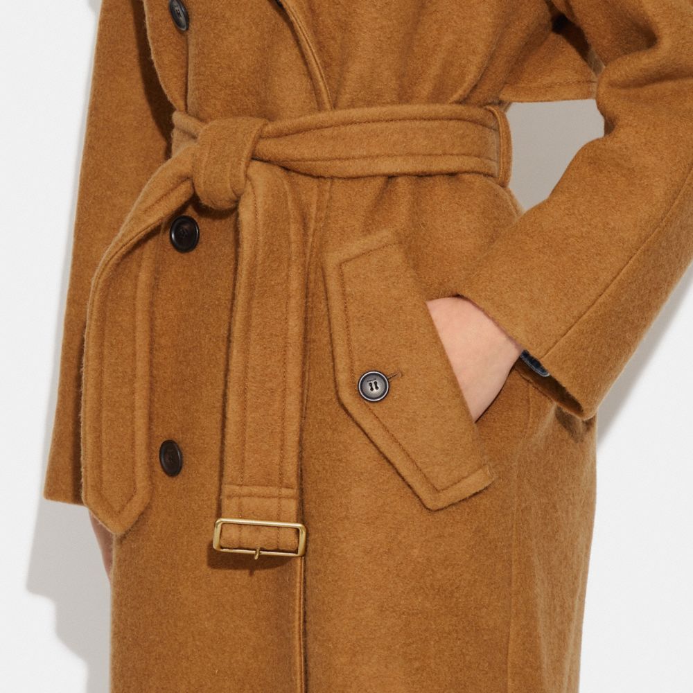 Camel wool trench clearance coat