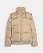 COACH®,SHORT DOWN PUFFER,Polyester,Beige,Front View