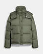 COACH®,SHORT DOWN PUFFER,Polyester,Green,Front View