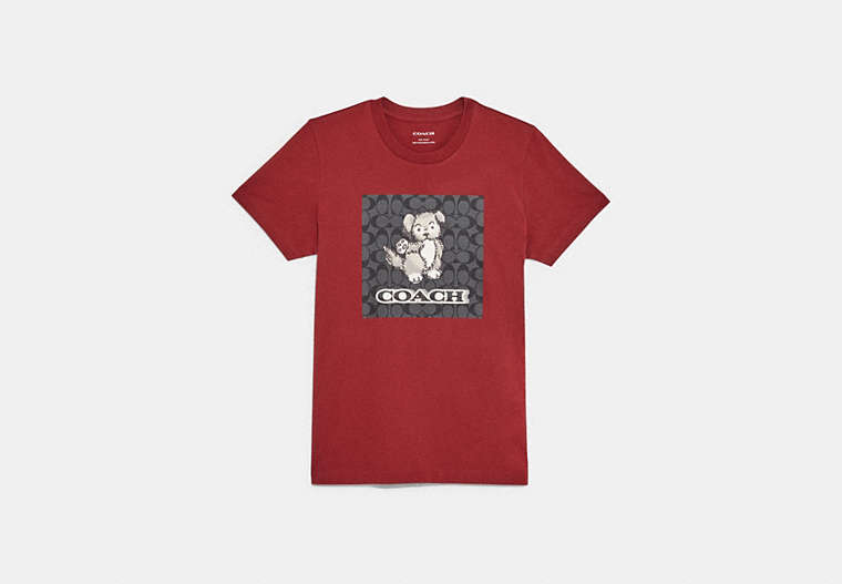 COACH®,SIGNATURE CREATURES T-SHIRT IN ORGANIC COTTON,1941 Red,Front View