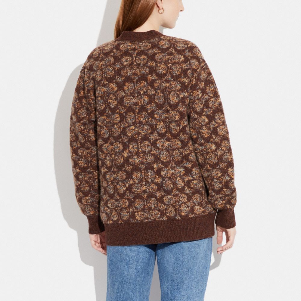 COACH®,SIGNATURE CARDIGAN,Khaki Multi,Scale View