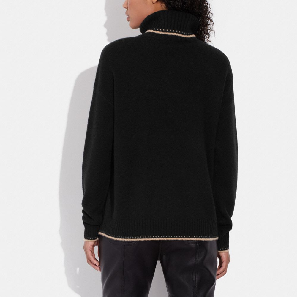 COACH®,オーバーサイズド ホース アンド キャリッジ タートルネック,トップス&ワンピース,ﾌﾞﾗｯｸ