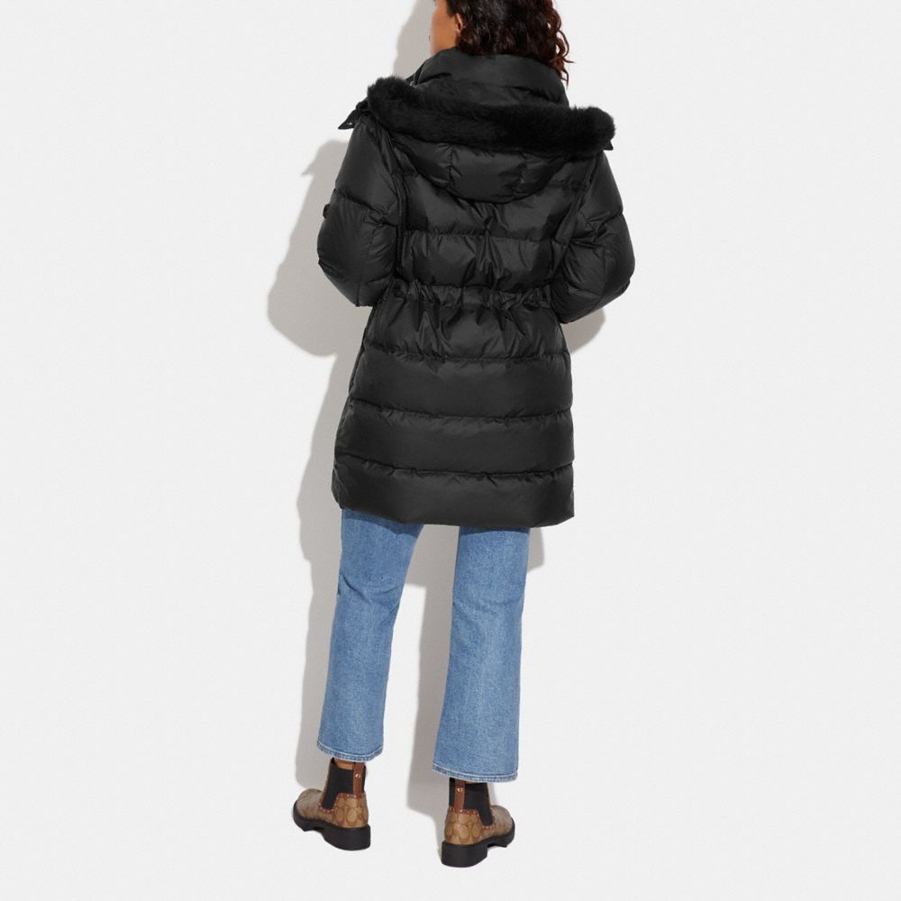 COACH®,Mid Down Puffer With Shearling,,Scale View
