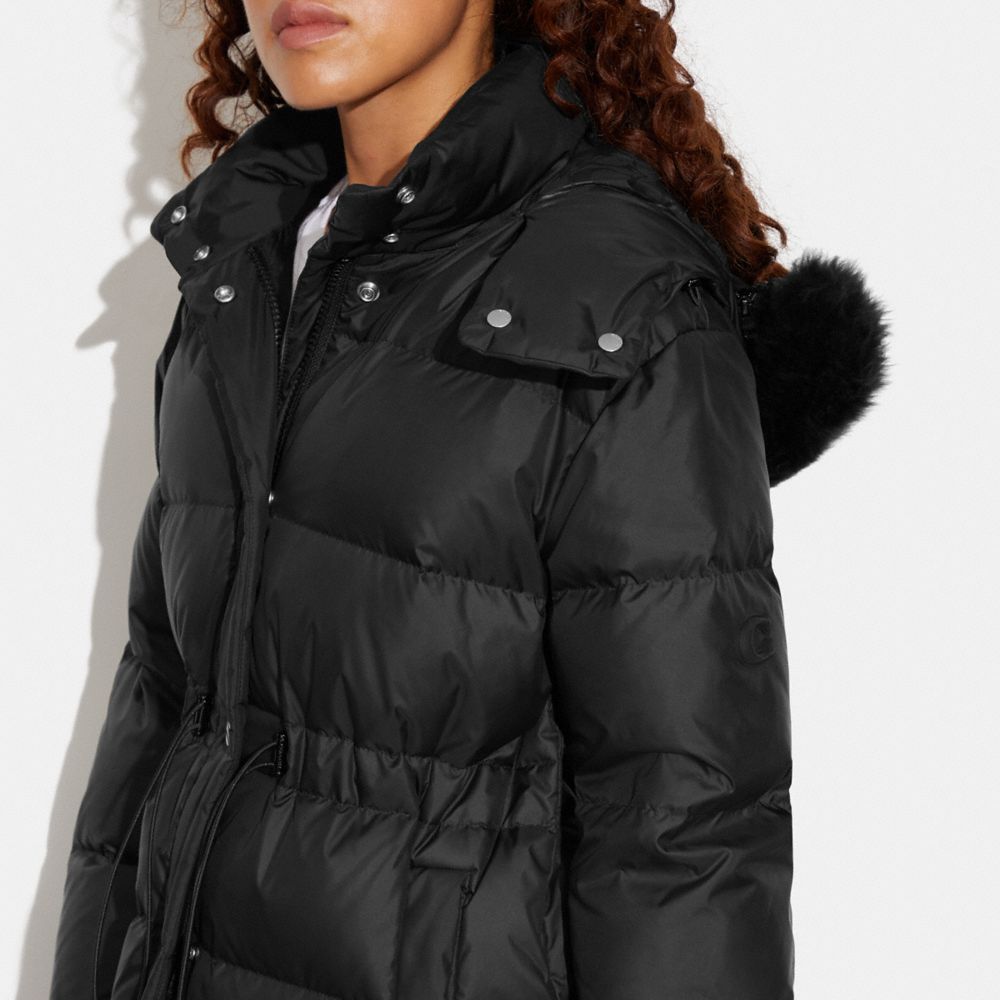 COACH®,Mid Down Puffer With Shearling,,Detail View