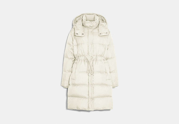 COACH®,MID DOWN PUFFER,Polyester,Cream,Front View