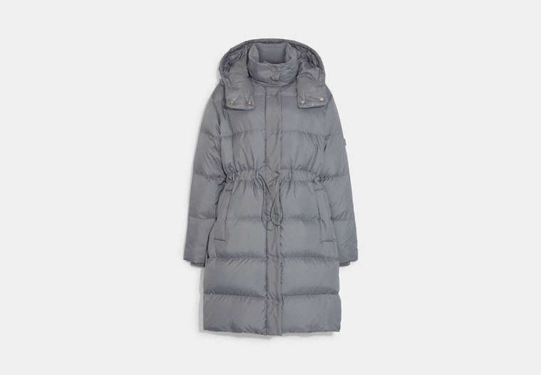 COACH®,MID DOWN PUFFER,Polyester,Grey,Front View