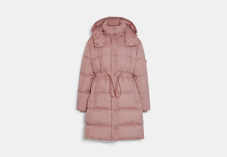 COACH®,MID DOWN PUFFER,Polyester,Rose,Front View