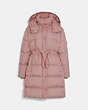 COACH®,MID DOWN PUFFER,Polyester,Rose,Front View