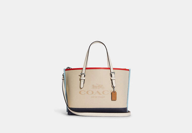 COACH®,MOLLIE TOTE 25 IN COLORBLOCK,Medium,Silver/Natural Multi,Front View