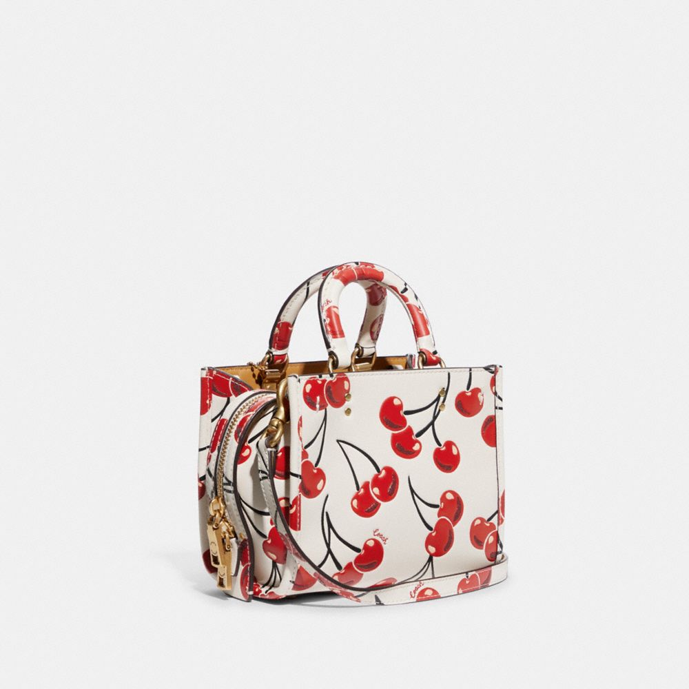 COACH Cherries Print Shoulder Bag in White