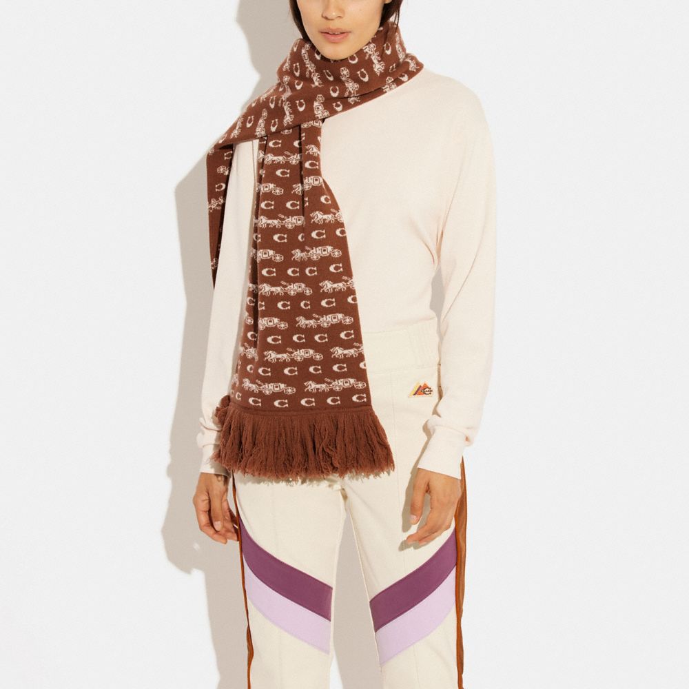 Bold Horse And Carriage Print Oversized Muffler