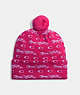 COACH®,BOLD HORSE AND CARRIAGE PRINT BEANIE,wool,Hyacinth,Front View