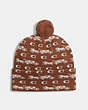 COACH®,BOLD HORSE AND CARRIAGE PRINT BEANIE,wool,Saddle,Front View