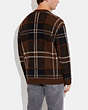 COACH®,PLAID KNIT CARDIGAN,Brown/Multi,Scale View