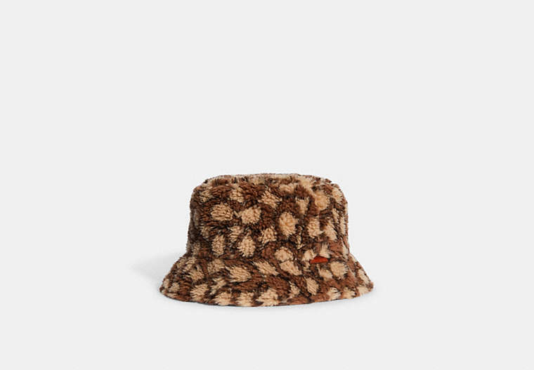 COACH®,SIGNATURE SHERPA BUCKET HAT,cotton,Edicate Saddle,Front View