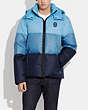 COACH®,COLORBLOCK DOWN JACKET,Polyester,Blue Multi,Scale View
