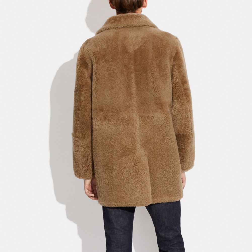 COACH®,REVERSIBLE SHEARLING COAT,Biscuit,Scale View