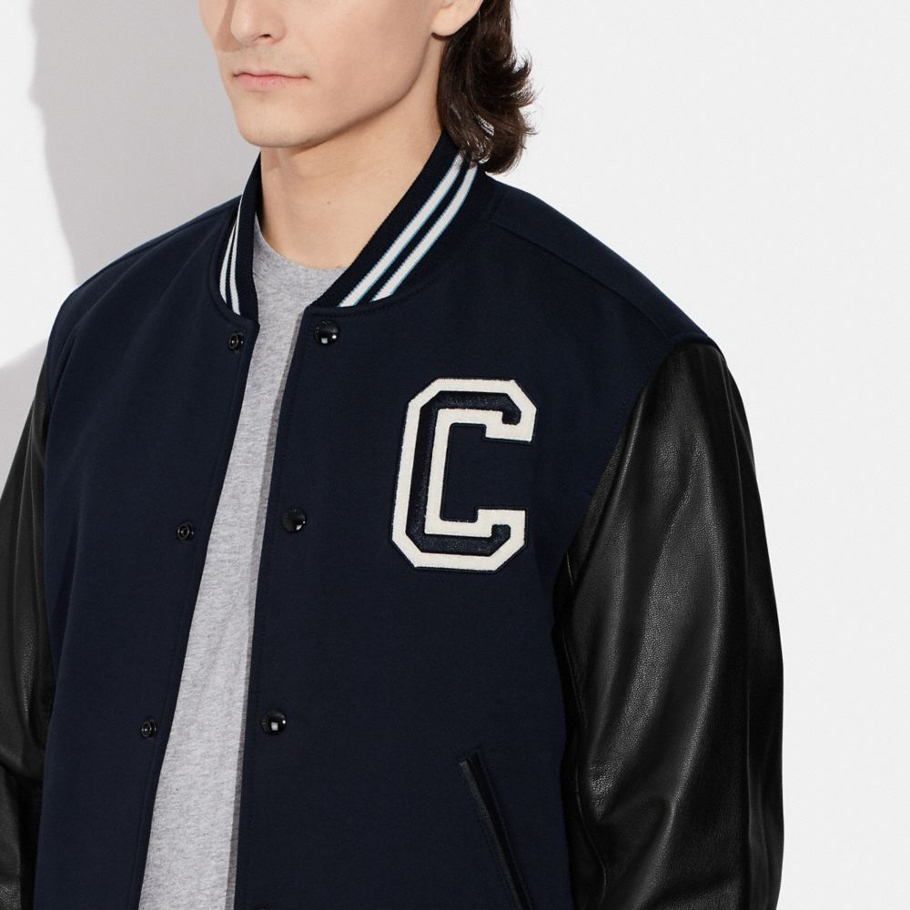 COACH®  Varsity Jacket With Leather Sleeves