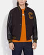 COACH®,VARSITY JACKET WITH LEATHER SLEEVES,Oxblood,Scale View