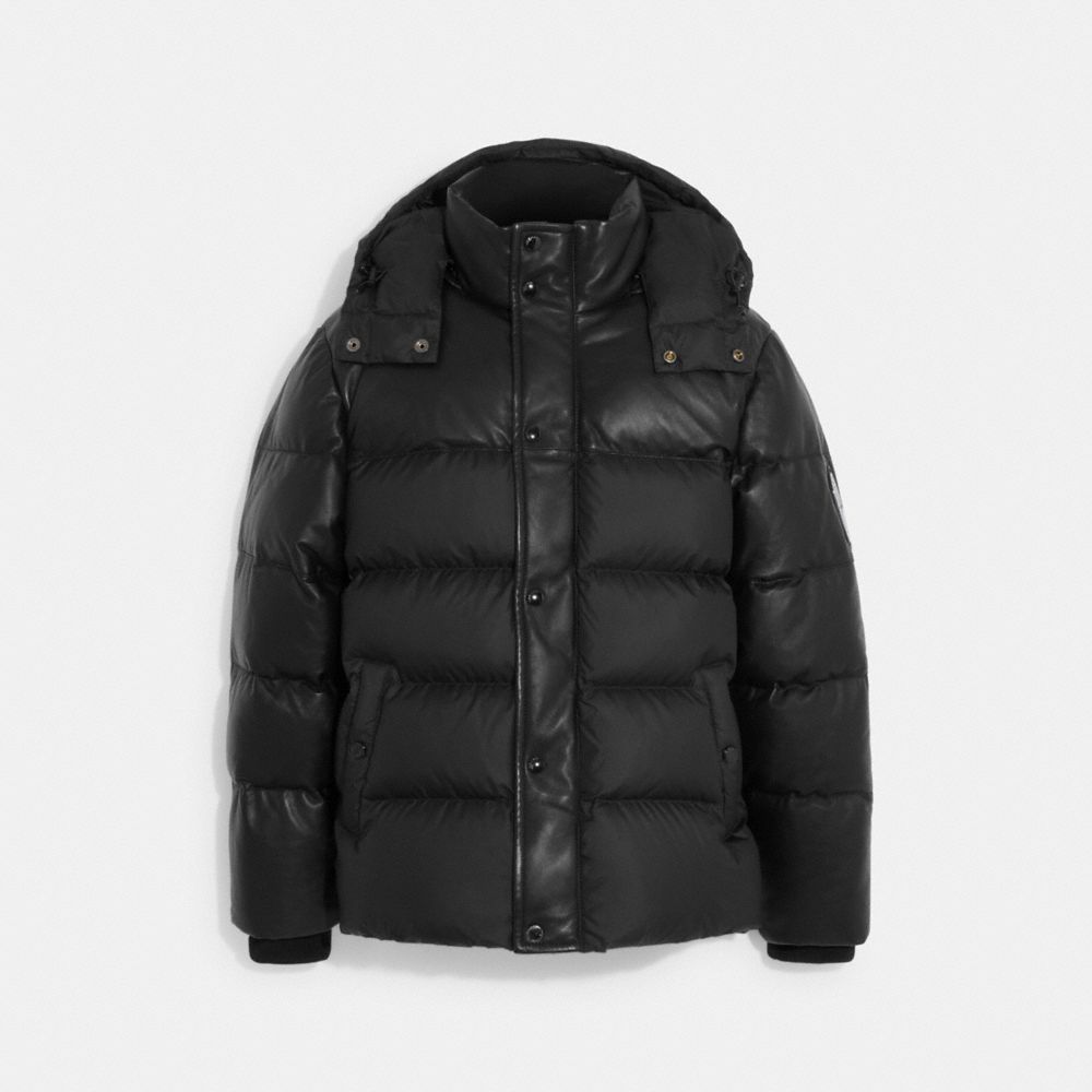 COACH®  Leather Puffer Down Jacket