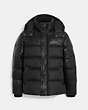 COACH®,LEATHER PUFFER DOWN JACKET,Leather,Black,Front View
