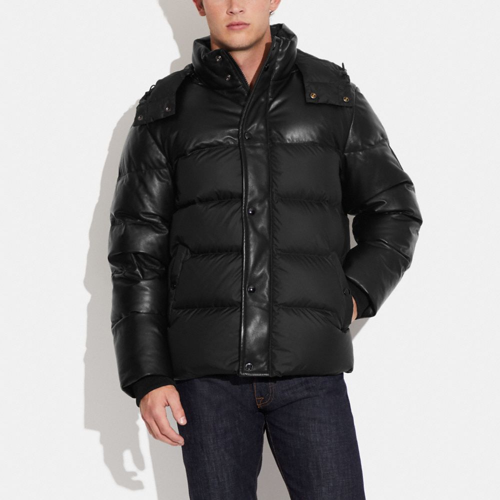 COACH®  Leather Puffer Down Jacket