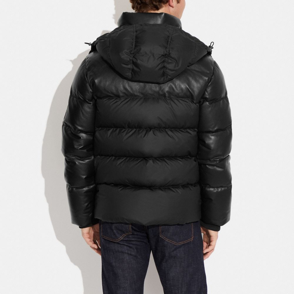 COACH®  Leather Puffer Down Jacket