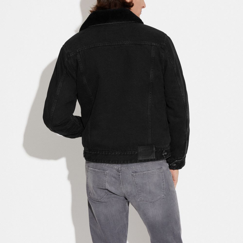 COACH®,DENIM JACKET WITH SHERPA LINING,Black Wash,Scale View
