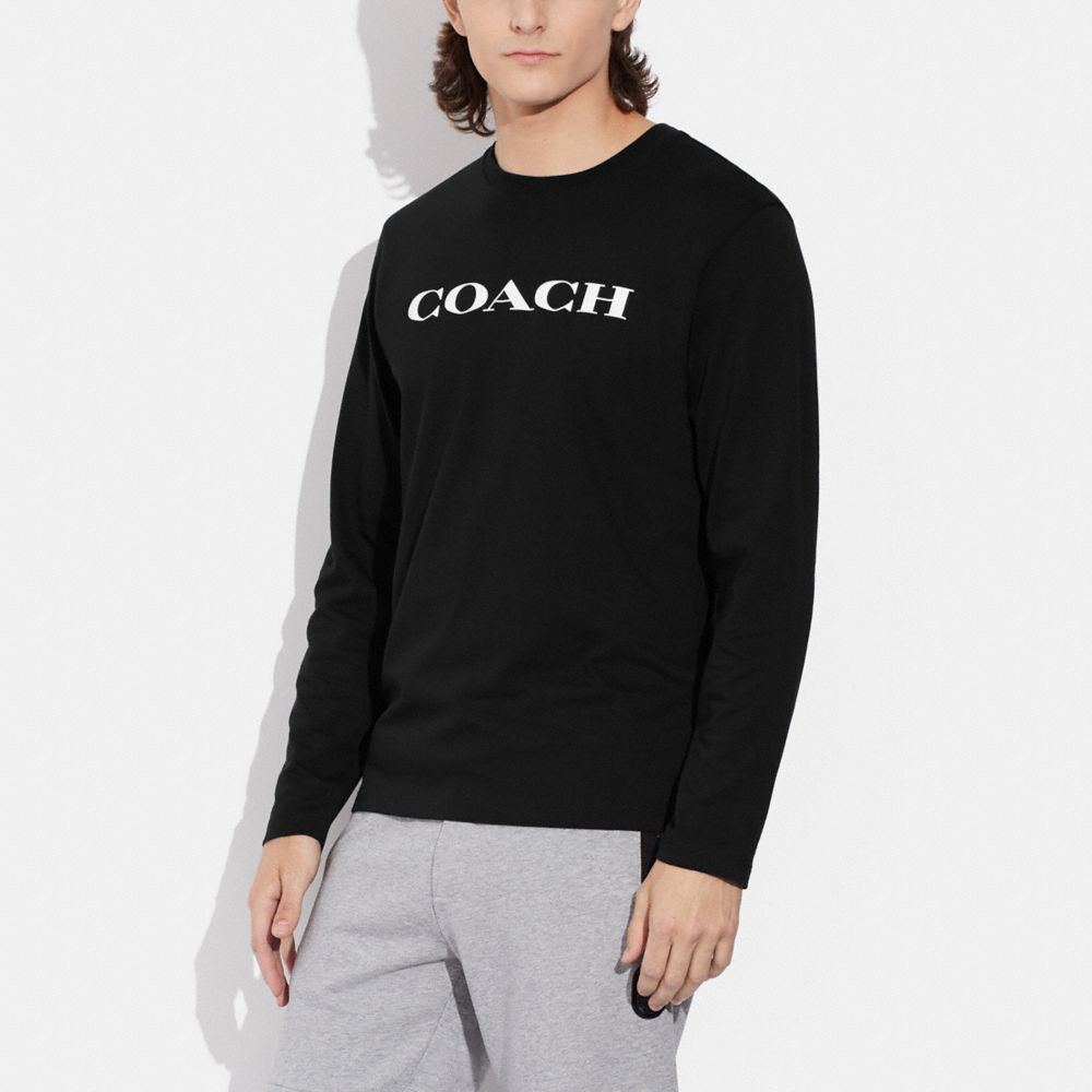 COACH®,ESSENTIAL LONG SLEEVE T-SHIRT IN ORGANIC COTTON,Black,Scale View