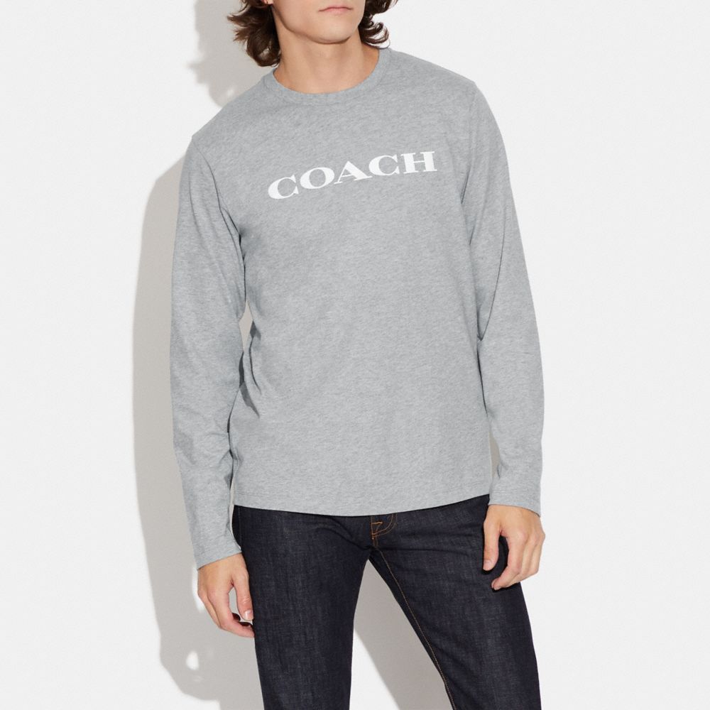 COACH®,T-SHIRT À MANCHES LONGUES ESSENTIAL EN COTON BIOLOGIQUE,Coton organique,Gris chiné,Scale View