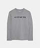 COACH®,ESSENTIAL LONG SLEEVE T-SHIRT IN ORGANIC COTTON,Organic Cotton,Light Heather Grey,Front View