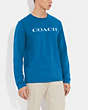 COACH®,ESSENTIAL LONG SLEEVE T-SHIRT IN ORGANIC COTTON,Organic Cotton,Blue Sapphire,Scale View