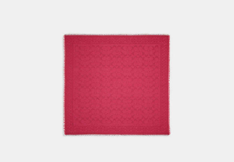 COACH®,SIGNATURE OVERSIZED SQUARE SCARF,Cerise,Front View