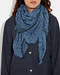 COACH®,SIGNATURE OVERSIZED SQUARE SCARF,cotton,Midnight Navy,Detail View