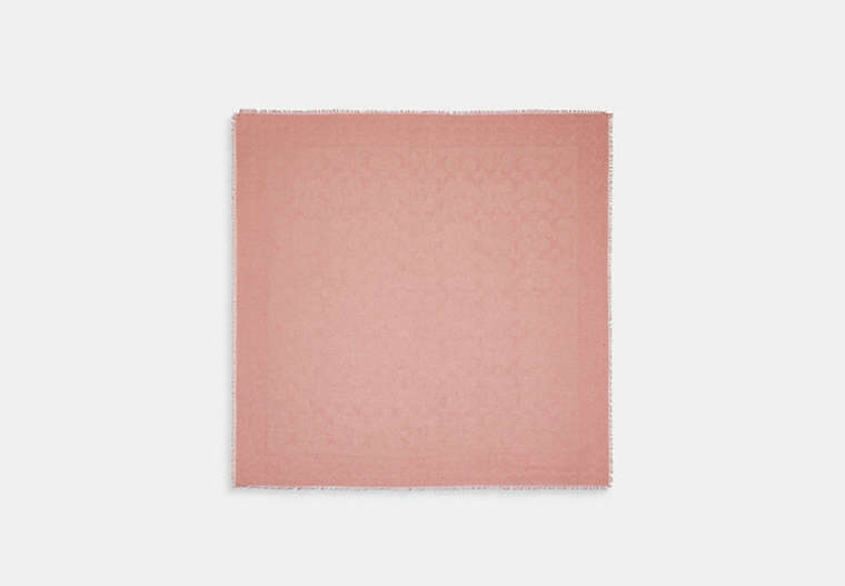 COACH®,SIGNATURE OVERSIZED SQUARE SCARF,cotton,Light Pink,Front View