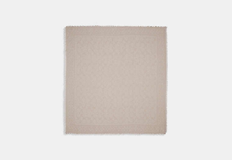 COACH®,SIGNATURE OVERSIZED SQUARE SCARF,cotton,Oatmeal,Front View