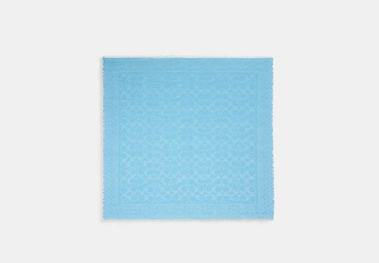 COACH®,SIGNATURE OVERSIZED SQUARE SCARF,cotton,Pool,Front View