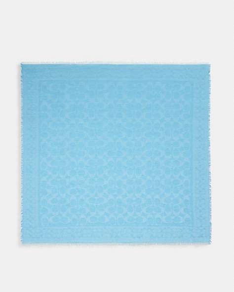 COACH®,SIGNATURE OVERSIZED SQUARE SCARF,cotton,Pool,Front View