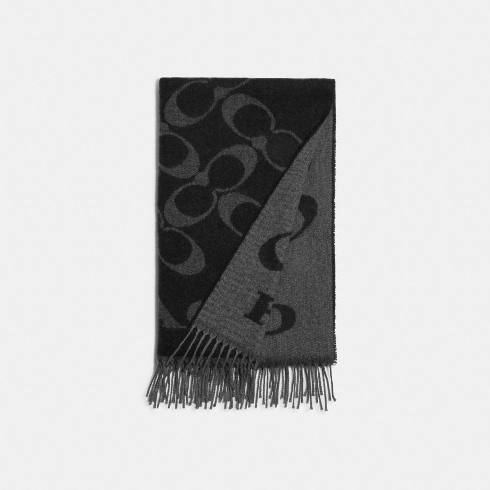 COACH®,SIGNATURE OVERSIZED MUFFLER,Black,Front View image number 0
