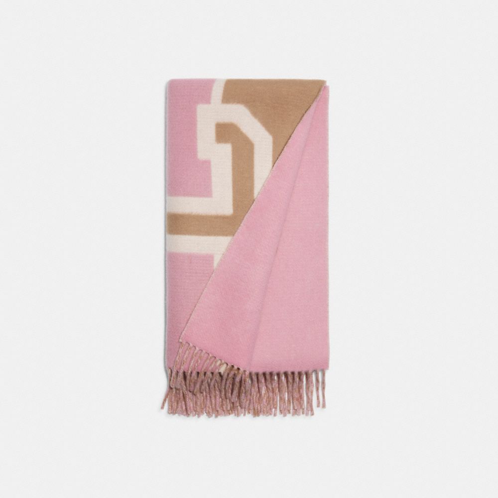 Coach - Authenticated Scarf - Cashmere Pink Plain for Women, Never Worn, with Tag