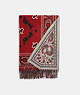 COACH®,SIGNATURE BANDANA PRINT OVERSIZED SCARF,Red,Front View