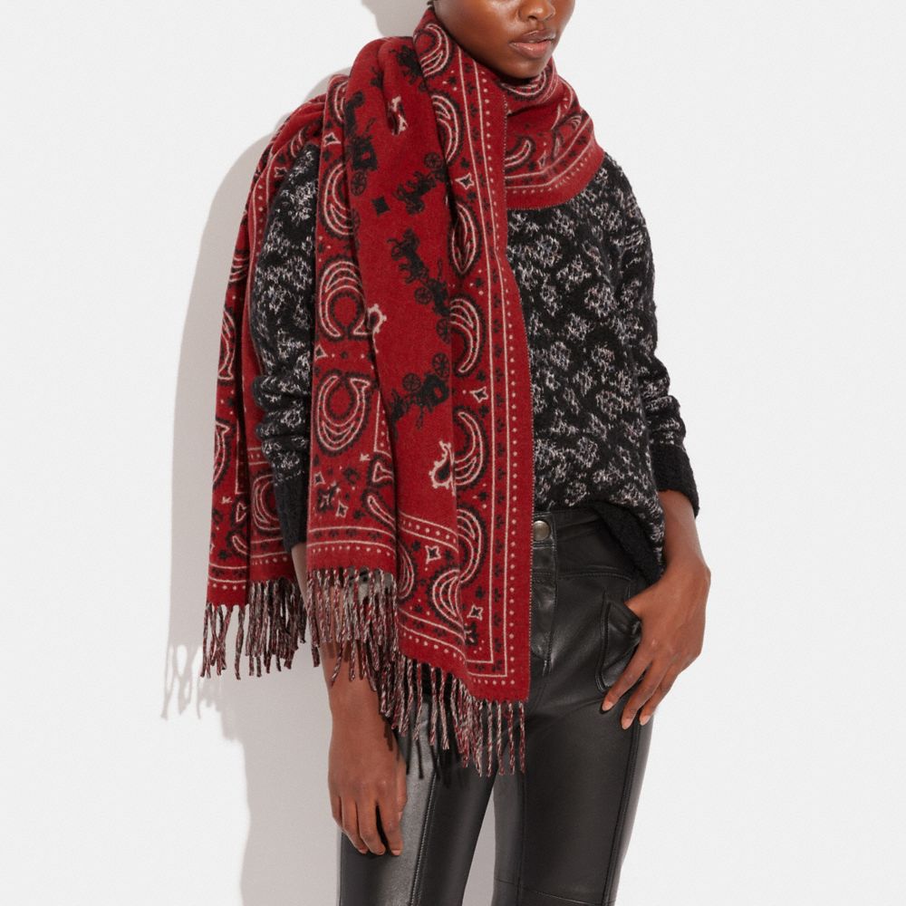 COACH®,Signature Bandana Print Oversized Scarf,,Detail View