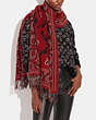 COACH®,SIGNATURE BANDANA PRINT OVERSIZED SCARF,Red,Detail View