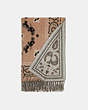 COACH®,SIGNATURE BANDANA PRINT OVERSIZED SCARF,Taupe,Front View