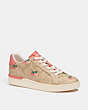 COACH®,CLIP LOW TOP SNEAKER WITH STRAWBERRY PRINT,Spiced Coral,Front View