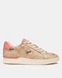 COACH®,CLIP LOW TOP SNEAKER WITH STRAWBERRY PRINT,Spiced Coral,Angle View