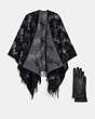 COACH®,Reversible Horse And Carriage Poncho & Sculpted Signature Leather Tech Gloves,