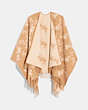 COACH®,REVERSIBLE HORSE AND CARRIAGE PONCHO,wool,Oatmeal,Front View
