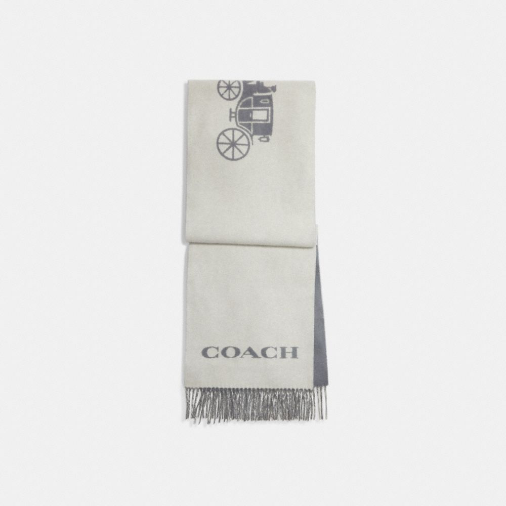 COACH®,HORSE AND CARRIAGE CASHMERE MUFFLER,Grey,Front View
